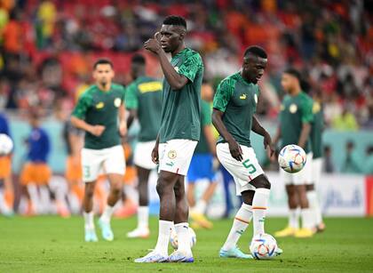 Entrada en calor del equipo de Senegal
