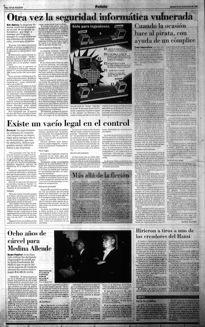 Entre el 29 y el 31 de diciembre los diarios más importantes del país cubrieron la historia; no existía el término “hacker” así que los llamaban “piratas informáticos”