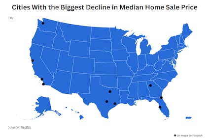 Entre las ciudades en las que más descendió el precio de las viviendas se encontraron Oakland, Jacksonville y Dallas