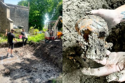 Entre las imágenes, mostraron algunos de los restos y un cráneo quedó casi completo