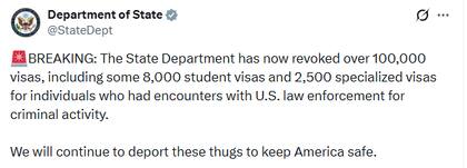 Entre las visas revocadas, 8,000 son visados estudiantiles