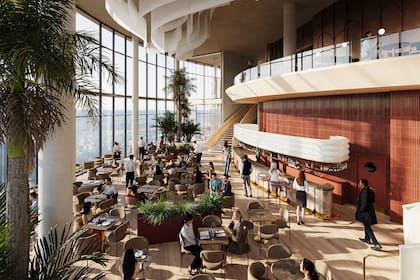 Entre los amenities comunes que tiene el edificio, se destacan: restaurante, sky café, salas de capacitación y streaming, comedor, espacios verdes internos y hasta un estadio de PlayStation