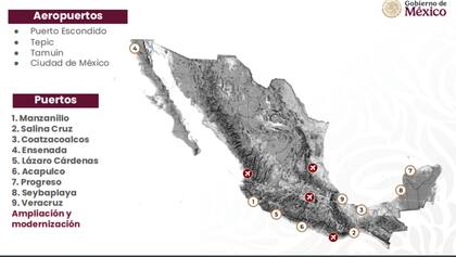 Entre los proyectos de infraestructura, el plan tiene varios puertos y aeropuertos