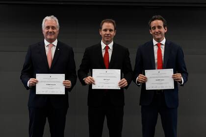 Entrega de diplomas a las nuevas autoridades de River Plate: Jorge Brito (Presidente), Matias Patanian (Vicepresidente 1°) e Ignacio Villarroel (Vicepresidente 2°).