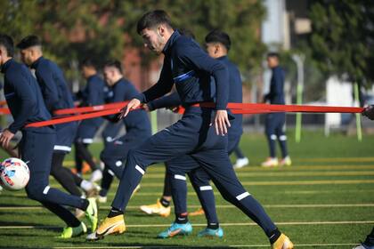 Entrenamiento de este jueves del plantel profesional de San Lorenzo, bajo las órdenes de Insua