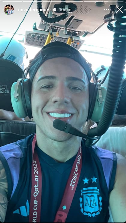 Enzo Fernández mostró parte del viaje en helicóptero (Foto: Instagram @enzojferandez)