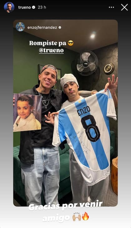 Enzo Fernández y Trueno en Londres (Foto: Instagram @trueno / @enzojfernandez)