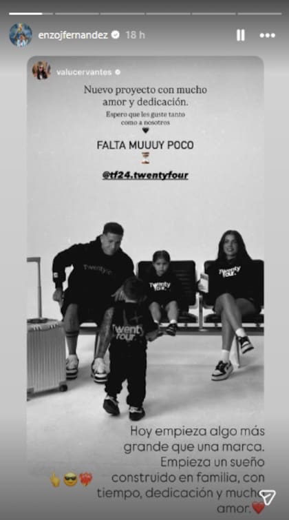 Enzo Fernández y Valu Cervantes anunciaron el lanzamiento de su nuevo emprendimiento familiar (Foto: Instagram @enzojfernandez)