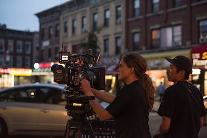 Equipo de filmación en Brooklyn, Nueva York