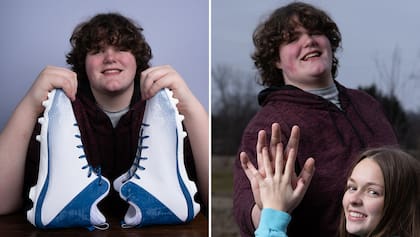 Eric ostenta el récord de tener las manos y los pies más grandes para un adolescente