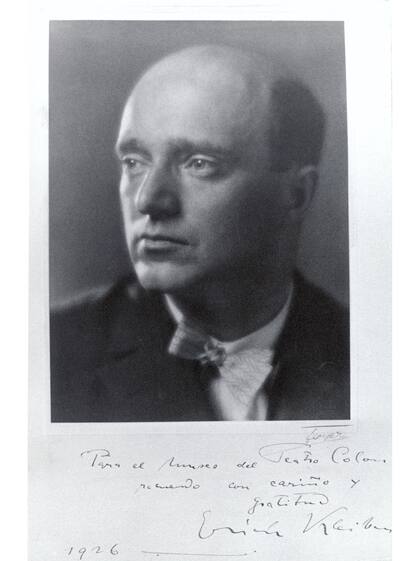 Erich Kleiber foto autografiada, dedicada al Teatro Colón 1926 (en ocasión de su primera visita)