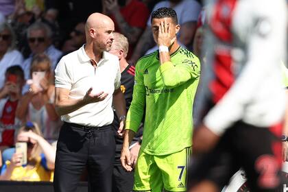 Erik Ten Hag y Cristiano Ronaldo, cuando aún había relación en el Manchester United