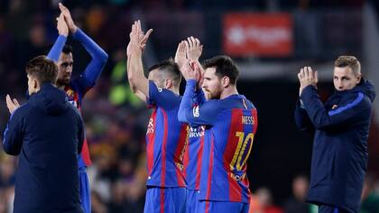 Es el final y Messi festeja la clasificación para la definición de la Copa del Rey