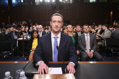 Mark Zuckerberg en 2018, en el Congreso estadounidense