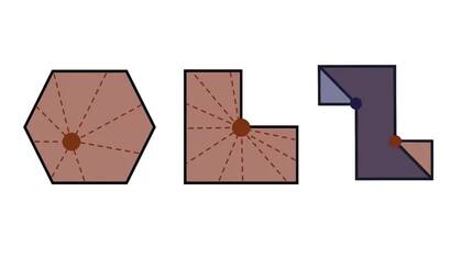 Es posible encontrar posiciones de cámara que cubran todos los puntos de las dos galerías de la izquierda, pero ninguna cámara individual puede cubrir toda la galería de la derecha