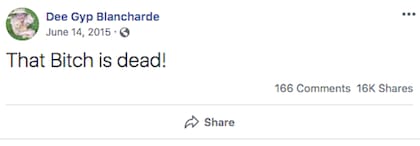 "Esa perra está muerta", es el mensaje que escribió Gypsy desde su cuenta de Facebook aquel 2015