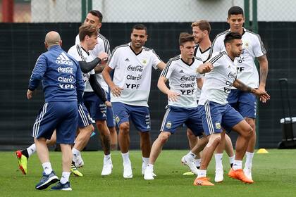 Escena de entrenamiento de la selección argentina