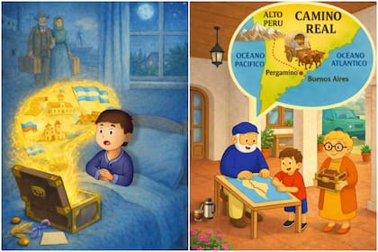 Escenas de "Érase una vez Pergamino", ilustradas por Juan Méndez