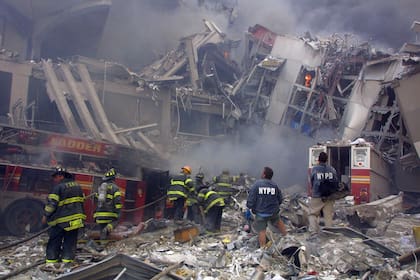 Escombros por el colapso del World Trade Center en Nueva York
