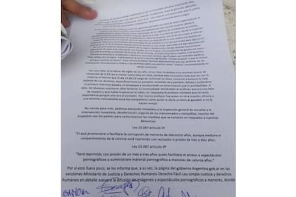 Escrito con las denuncias