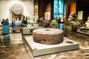 Esculturas de piedra de Moctezuma dentro del Museo Nacional de Antropología