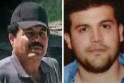 Esta combinación de imágenes proporcionadas por el Departamento de Estado de Estados Unidos muestra a Ismael "El Mayo" Zambada (izquierda), líder del Cartel de Sinaloa, y a Joaquín Guzmán López, hijo del famoso capo mexicano Joaquín "El Chapo" Guzmán. Ambos fueron detenidos el 25 de julio de 2024 por las autoridades estadounidenses en Texas (Departamento de Estado de Estados Unidos vía AP)