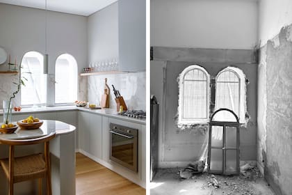 Esta dupla de ventanas mantuvo su forma original de arco de medio punto.