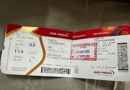 Esta era la tarjeta de embarque de Ramesh Vishwash Kumar