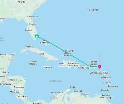 Esta es la ruta de Miami a Anguila