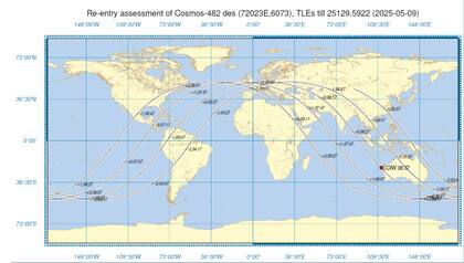 Esta es la trayectoria terrestre más reciente disponible difundida por la ESA (Foto: Gentileza ESA)