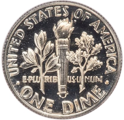 Esta es una pieza proof que presenta superficies de un blanco plateado