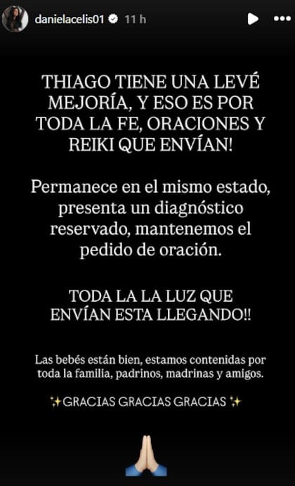 “Está estable, sin fiebre, con pronóstico reservado”, indica el último parte médico difundido