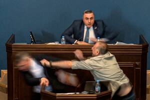 Así fue la pelea en el parlamento de Georgia
