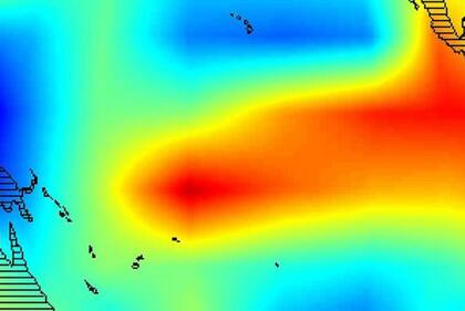 Esta imagen de la NASA muestra la humedad moviéndose hacia México, un efecto de varios huracanes generados por El Niño en octubre de 1997.
