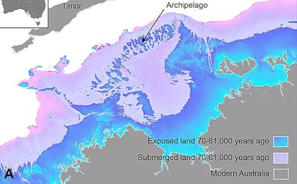 Esta imagen del US Geological Survey muestra los diferentes momentos en que estuvo expuesta la plataforma continental australiana durante la última Era del Hielo