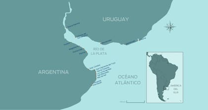 Esta mapa muestra todas las localidades en las que aparecieron los cuerpos que fueron arrojados en los "vuelos de la muerte"