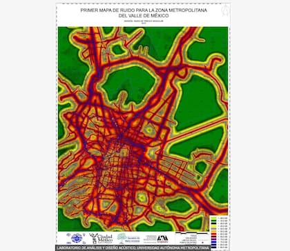 Esta "migraña cartográfica" se llama Primer Mapa de Ruido para la Zona Metropolitana del Valle de México