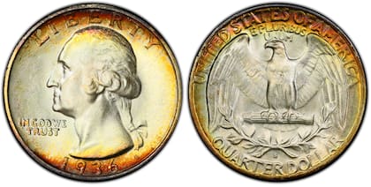 Esta moneda pertenece a la serie "Washington Quarters"
