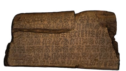 Esta tabla con inscripciones rongo rongo, proveniente de la Isla de Pascua, data de entre 1493 y 1509