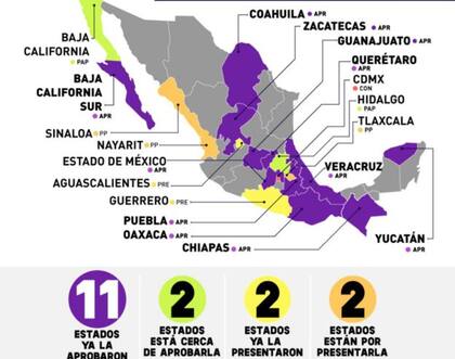 Estados de México donde se ha aprobado la Ley Olimpia