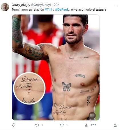Estallaron las redes con los memes sobre el tatuaje de Rodrigo De Paul