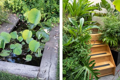 Estanque y minipiscina climatizada, dos elementos que suman sonido, reflejo y una sensación de frescura en el jardín