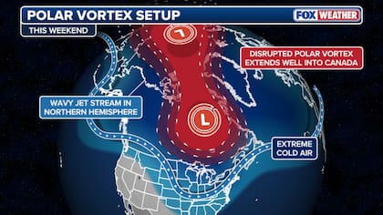 Estas condiciones se darán debido al Vórtice Polar, una gran área de baja presión y aire frío que rodea los dos polos de la Tierra