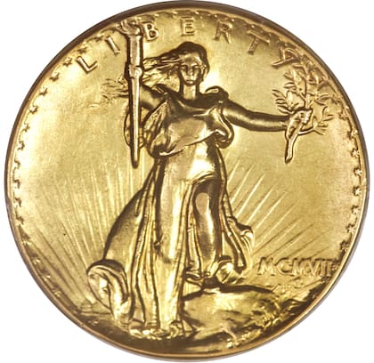 Estas monedas de Ultra High Relief tienen diseños que sobresalen del plano de la pieza de forma mucho más pronunciada que en un alto relieve estándar, lo que crea una apariencia tridimensional casi escultórica