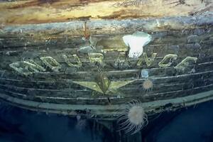 Estas son las primeras imágenes del Endurance, donde está el nombre del barco tallado sobre la popa