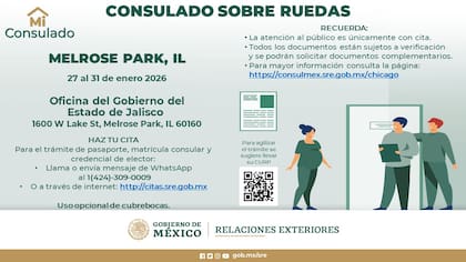 Estas son las ubicaciones en las que se atenderá en la última semana de enero (Facebook/Consulado General de México en Chicago)