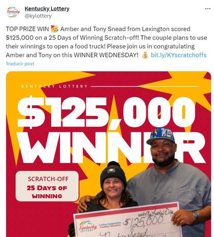 Este 15 de noviembre se anunció otro ganador de la Lotería de Kentucky