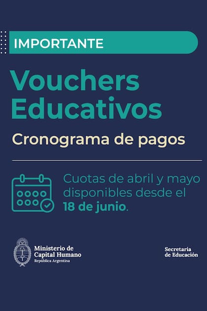 Este 28 de junio comienza el pago de los vouchers educativos 2025