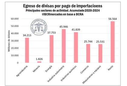 Este cuadro muestra el egreso de divisas por el pago de importaciones