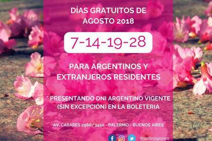 Este dato se conoce poco, pero en el grupo siempre hay alguien que lo recuerda: el Jardín Japonés, uno de los paseos más bellos de Buenos Aires, todos los meses tiene 4 días en que la entrada es gratuita.